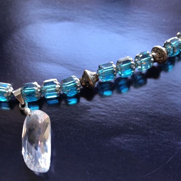 Beautiful Blue Hand Crafted Beaded Statement Necklace - Picture 5 of 8